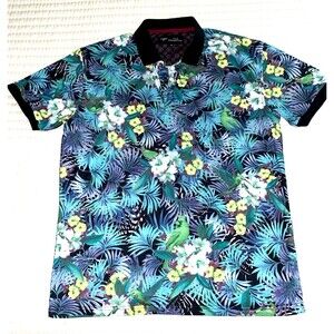 V.I.P. Collection Men's Floral Pattern Polo Shirt XL